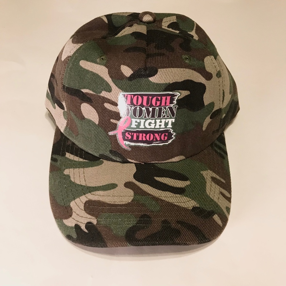 Breast Cancer Awareness NWOT Camo Hat Baseball Cap Tough Women Fight Strong